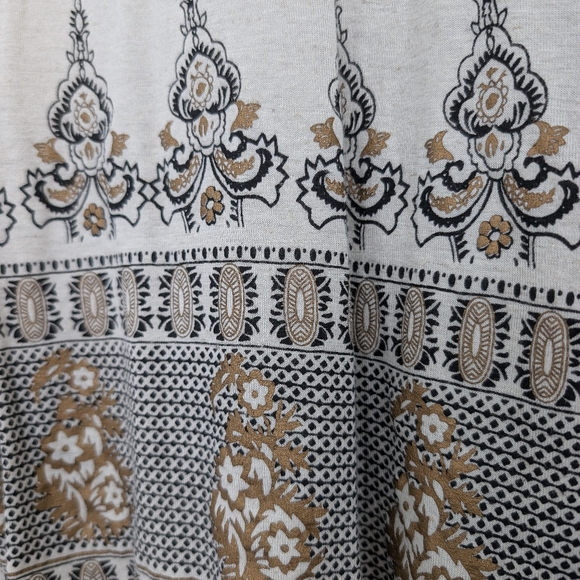 Free People Linen Lyocell Blend Medallion Printed Top Bell Sleeve Sz M Boho - Picture 13 of 16